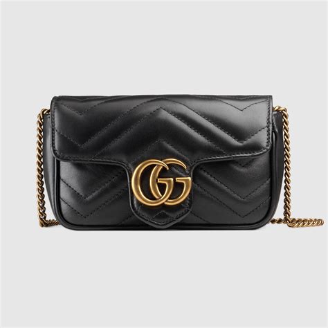 gucci tian mini bag|GG Emblem super mini bag in black leather.